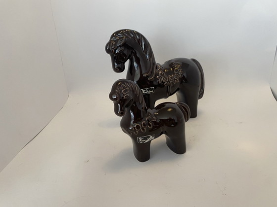Set di cavalli anni '70 Rosa Ljung, Sculture, Ceramica, Marrone (foto 2 di 5)