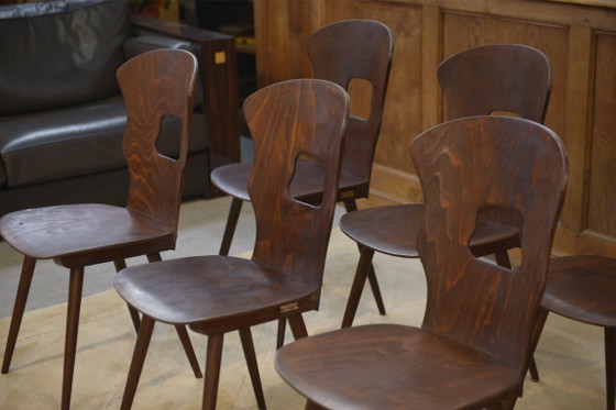 Set of 8 Baumann “Gentiane” model chairs by Henri Julien, 1960s – Dining chairs, Wood (photo 6 of 14)