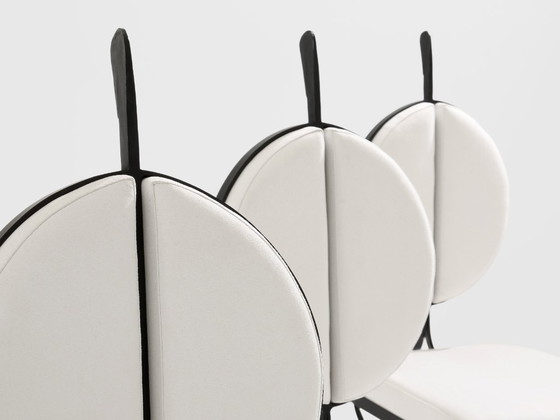 Image 1 of French brutalist wrought iron alcantara set of 6 chairs 1990