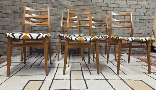 Set di 6 sedie vintage Bähre Mignon Möbel – tessuto psichedelico anni '70
