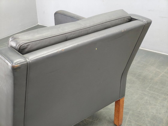 Image 1 of Paar leren loungestoelen van Børge Mogensen voor Fredericia, jaren 70