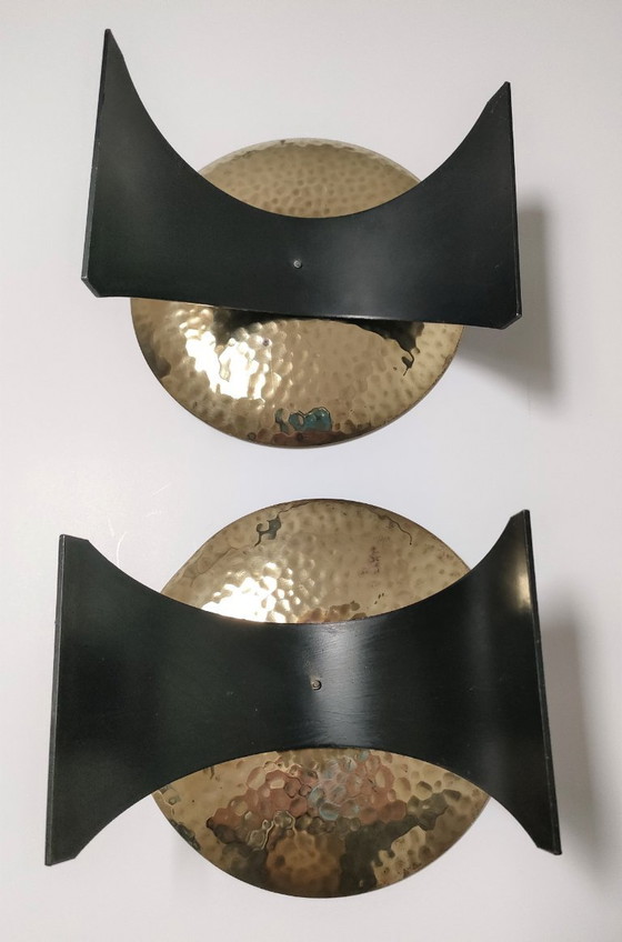 Image 1 of coppia di candelieri in ottone e metallo degli anni '70