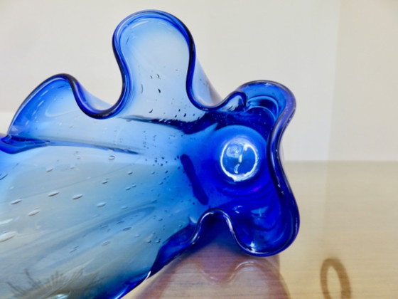 Grand vase "Mouchoir" en verre soufflé bleu cobalt, années 60 – Glass (photo 13 of 14)
