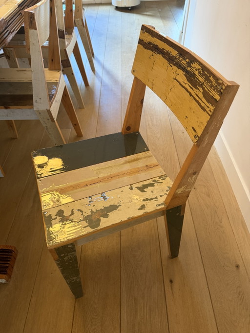 8 Piet Hein Eek Dining Chairs – eetkamerstoelen, Wood