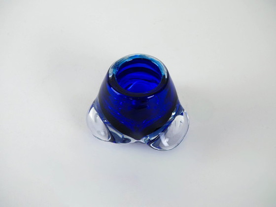Image 1 of Bougeoir en verre cobalt, design italien, années 1960, fabriqué en Italie