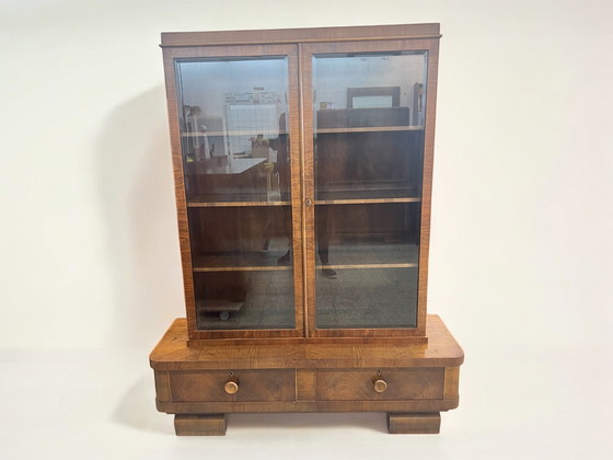 Image 1 of Art Deco display cabinet in the formal language of Bauhaus design. 1930s Germany