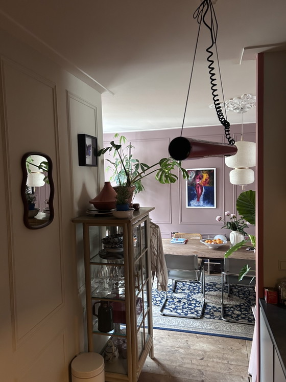 Image 1 of Zeldzame Space Age Hanglamp in Dieprood – Verstelbaar Design uit de Jaren 70