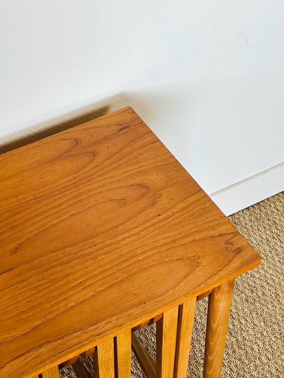 Image 1 of Set van 5 Scandinavische in elkaar passende salontafels van teakhout, 1960