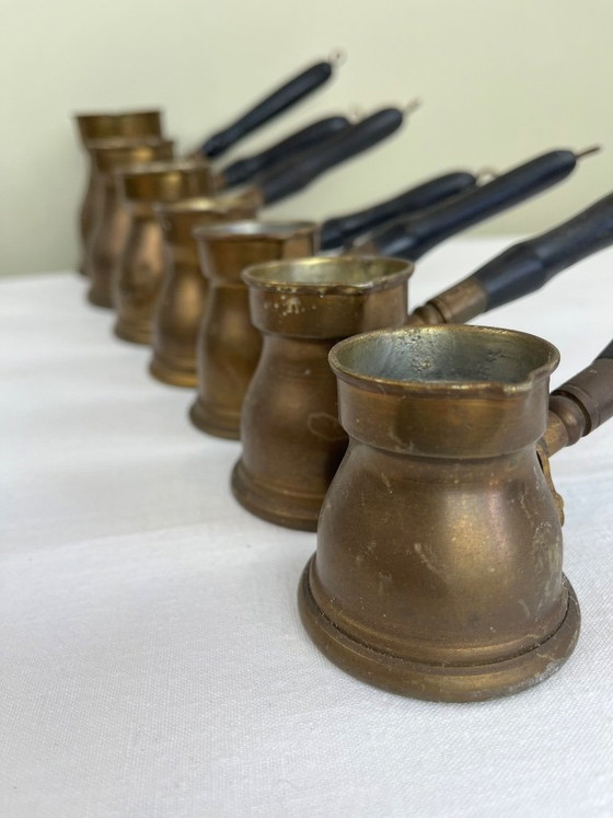 Ensemble de cezves / cafetières orientales vintage – Accessoires de cuisine, Bois, Laiton (photo 7 of 11)