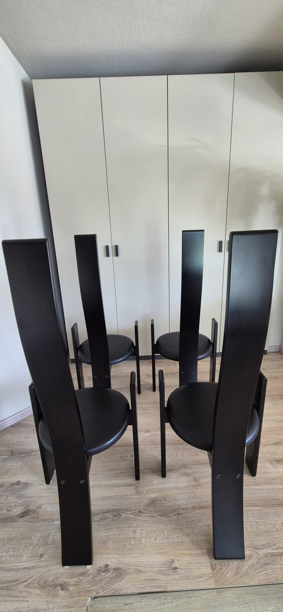Image 1 of Set of 4 Original “Golem” Chairs by Vico Magistretti for Poggi – Black