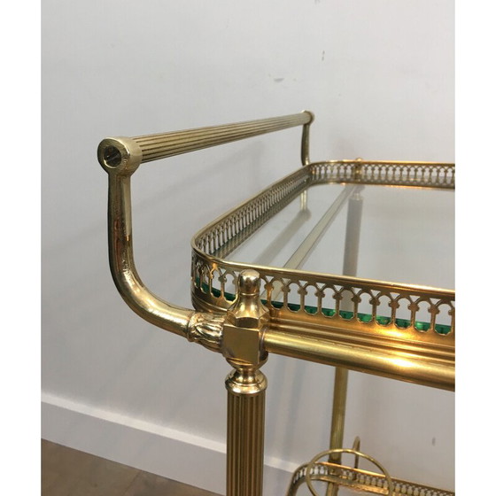 Image 1 of Vintage neoclassical brass rolling table, 1940