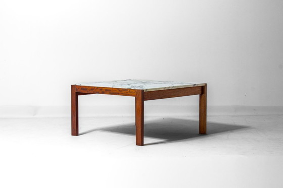 Image 1 of Minimalist coffee table in teak and marble by Alfred Hendrickx, 1960s