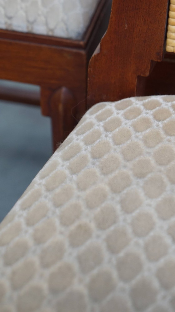 Image 1 of 4 x Sedia da pranzo in legno dal design Art Deco con seduta e schienale in vimini