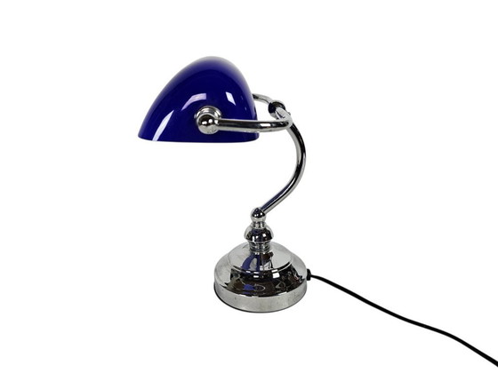 Image 1 of Lampe de banquier - style Tiffany - métal - opaline - années 90