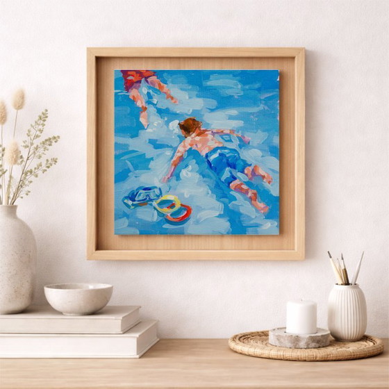 Image 1 of Sommer, Contemporary Painting in Miniature, 20x20 cm; Sandra Kolondam