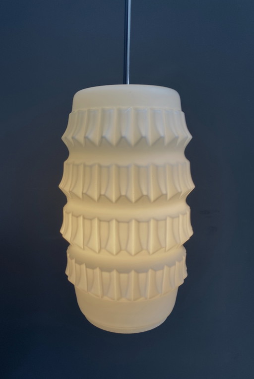 Witte Glazen Brutalis Hanglamp 1960S