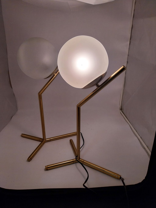 1 set Flos IC t1 geborstelde messing tafellampen 1990's