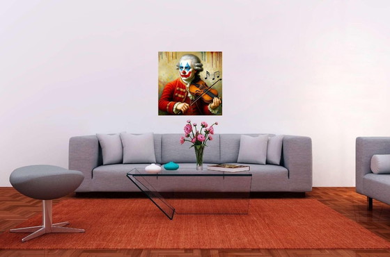 Image 1 of Acrylic painting on canvas "Clownish Mozart" / 80x80 cm