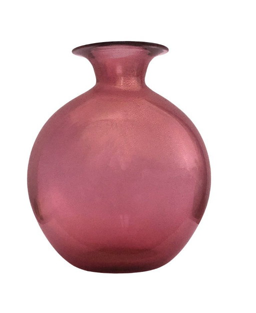Mauve-pink Murano glass vase with aventurine, signed Archimede Seguso circa 1960