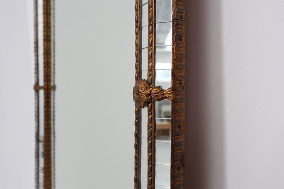 Image 1 of 20th Century Spanish trapezoidal Venetian mosaic Mirror with brass details 