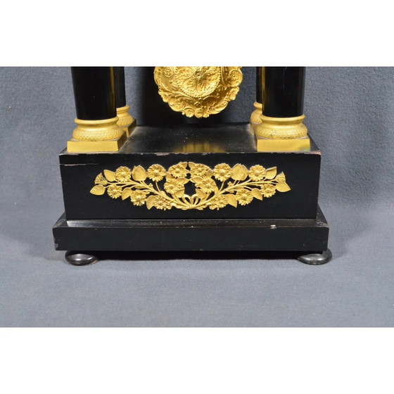 French Napoleon III Ebonized Wood Portico Mantel Clock, Circa 1860 – Brass (photo 12 of 13)