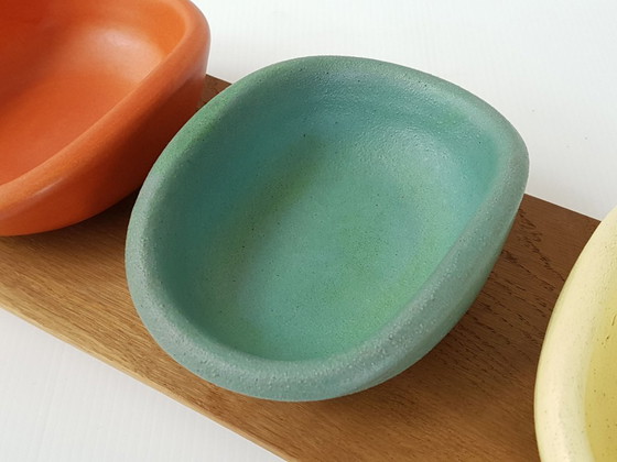 Image 1 of MAGNIFIQUE PLATEAU 3 RAMEQUINS CERAMIQUE SEVRES KERAMOS FRANCE 1950 VINTAGE 50S