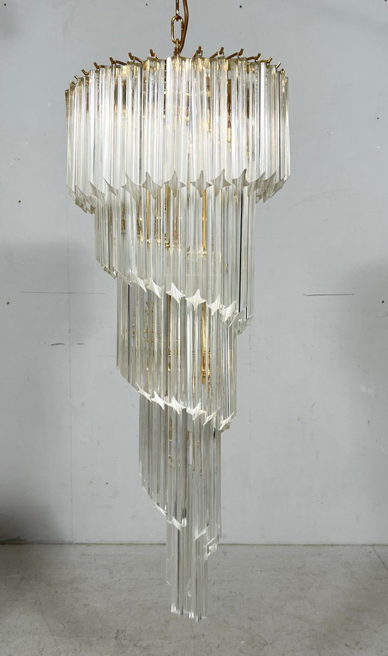 Image 1 of  Gran araña/lámpara de techo de Paolo Venini, cascada, cristal de Murano, Italia, años 70