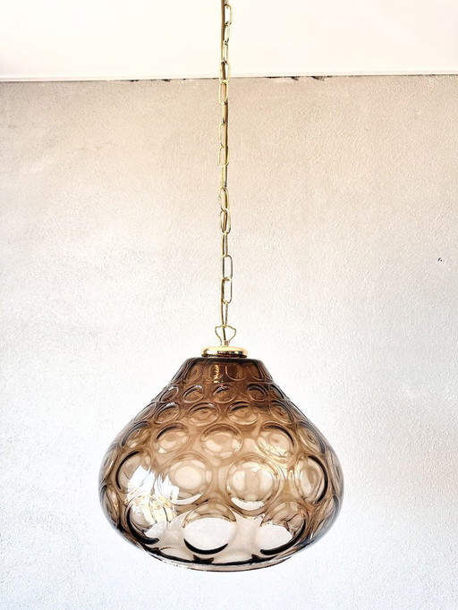 Vintage smoked glass pendant lamp