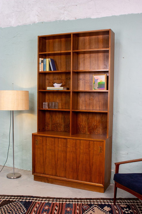 Image 1 of Vintage teak and walnut bookcase, highboard, chest of drawers, mid-century modern, 1960s