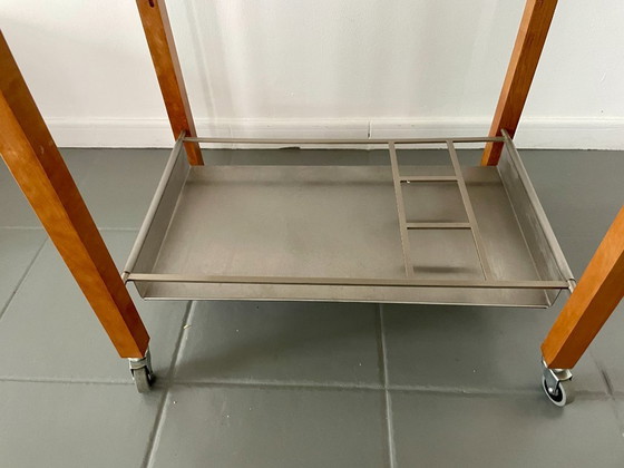 Image 1 of Chariot de bar vintage au design scandinave avec glacière intégrée en métal