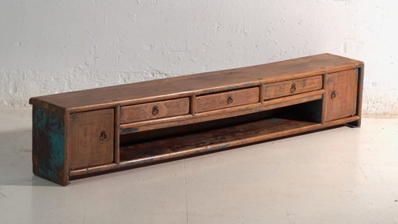 Mobile basso antico in legno di olmo – Cina, circa 1900 – Credenze con vetrina, Rustic (photo 3 of 40)