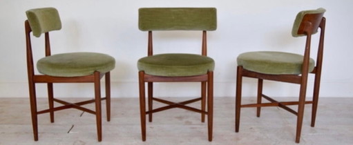 Originales Set „Fresco“-Esszimmerstühle von G-Plan. – eetkamerstoelen, Velvet, Wood (photo 2 of 6)