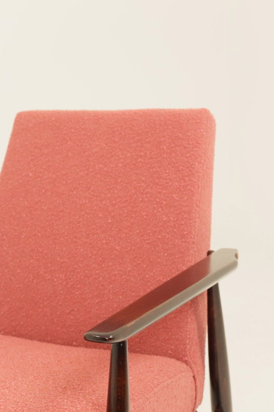 Image 1 of Mid century modern armchair rapshberry bouclé design by H.Lis 