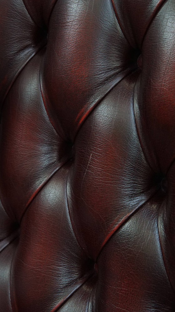 Image 1 of Sedia chesterfield inglese in pelle di manzo con ampia seduta