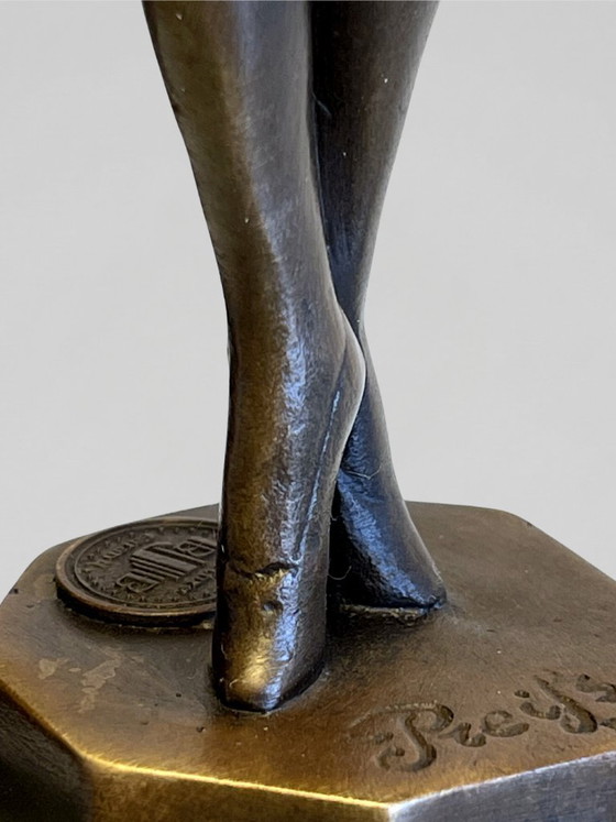 Image 1 of Art Deco sculptuur gesigneerd Preifs – Brons BJB – danseres – 32 cm