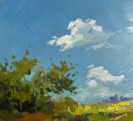 Image 1 of Original Oil Painting Summer Lake Landscape Take a swim in a summer lake