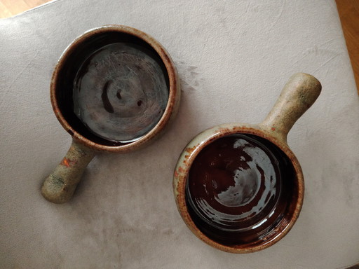 Campo piano Orezza Corsica vintage Keramik Schale mit Griff. Feuerfest