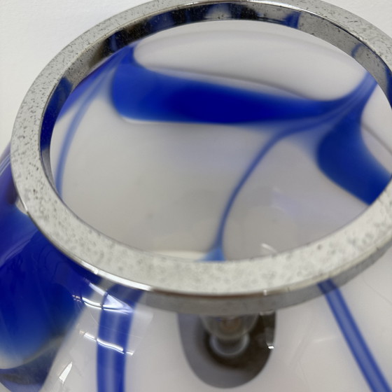 Image 1 of Mid-Century Large Glass Table Lamp with Blue Swirl, 1970s Italy