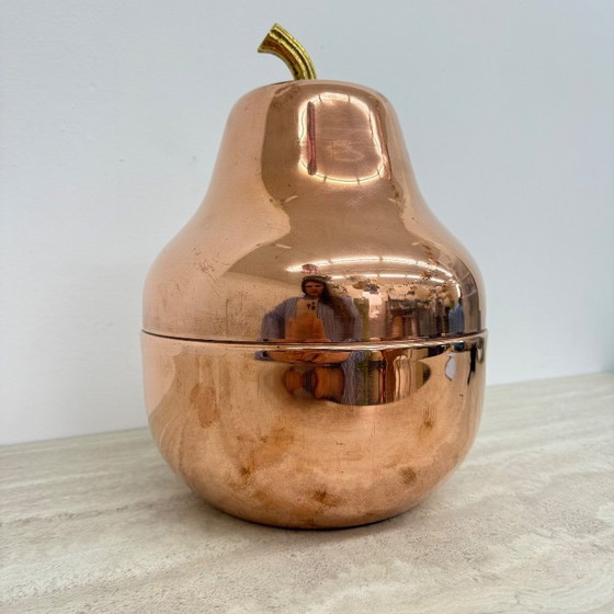 Image 1 of Secchiello per il ghiaccio vintage Raymor a forma di pera, in rame, per champagne e vino, Italia, anni '70.