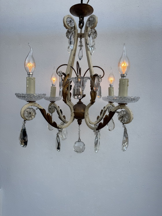 Lampadario in cristallo e ferro battuto con pendenti 1900 – Iron, Crystal (photo 14 of 15)