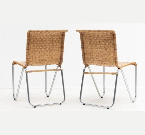 Image 1 of 5x Silla diagonal de ratán Gispen, modelo 2a