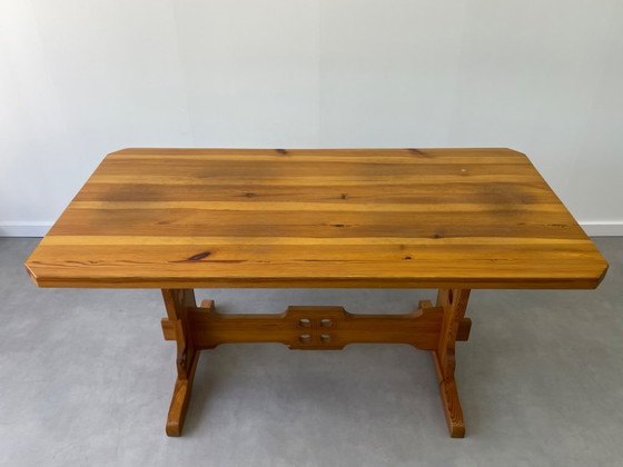 Vintage Brutalistische Eethoek – Tiroler Stijl (6 stoelen) – Eetkamerset, Wood (photo 14 of 18)