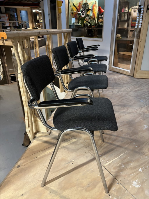 4x Vintage buisframe fauteuil