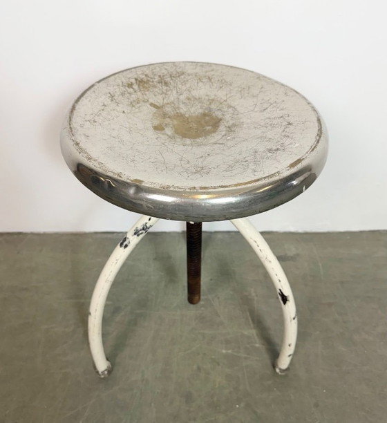 Image 1 of White Industrial Iron Stool, 1960s