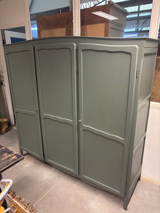 Vintage Brocante Wardrobe, Wood, Green (photo 4 of 11)