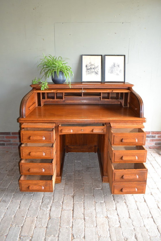 Image 1 of Antiker Art-Deco-Schreibtisch, Sekretär aus Eiche.