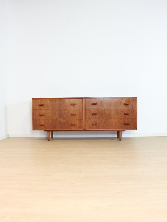 Image 1 of Vintage Teak Dubbele Ladekast Dressoir