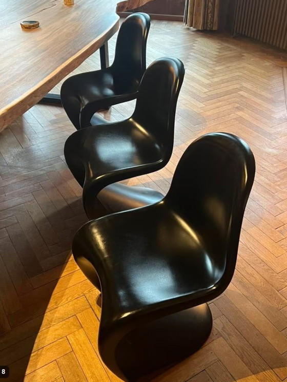 Image 1 of 6x Verner Panton Stühle im schwarzen Stil