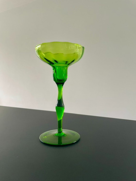 Image 1 of Vintage Scandinavische Glazen Kandelaar