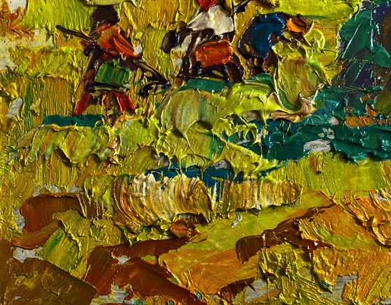 Image 1 of Original Oil Painting Summer Nature Landscape Sunny hot day in the field
